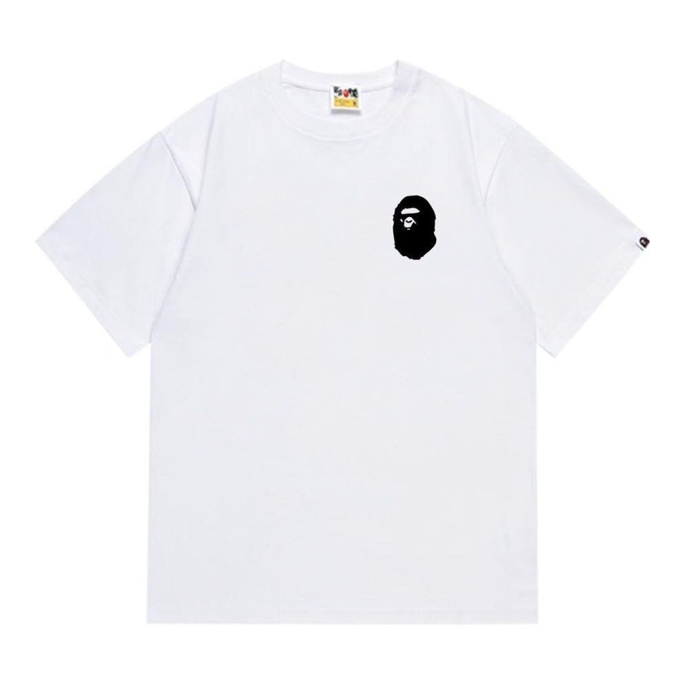 Bape White Tee with Black Ape Head Chest Logo